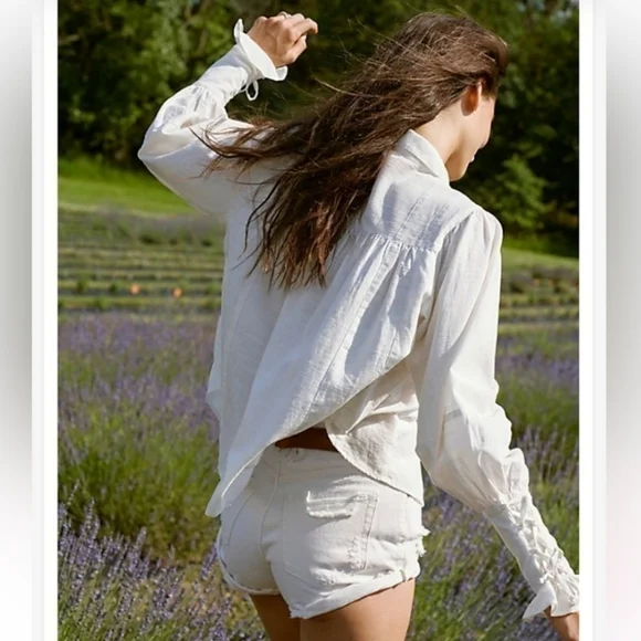 🆕️ Free People Kiss Kiss Button Front Cotton Top in Ivory